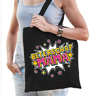 Bellatio Decorations Beterschap mama katoenen cadeau tas zwart voor dames