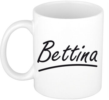 Bellatio Decorations Bettina Naam koffiemok - beker - met sierlijke letters - wit - 300 ml - Cadeau - Dames