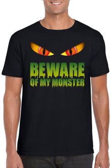 Bellatio Decorations Beware of my monster Halloween t-shirt zwart heren 2XL