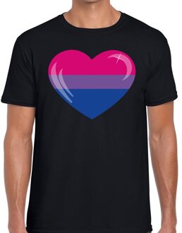 Bellatio Decorations Bi hart  gay pride t-shirt zwart voor heren 2XL