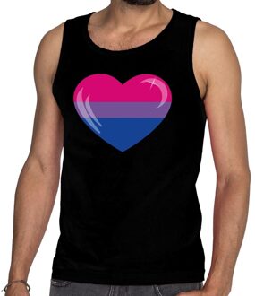 Bellatio Decorations Bi hart gay pride tanktop/mouwloos shirt zwart voor heren 2XL