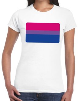 Bellatio Decorations Bi vlag gay pride t-shirt wit voor dames 2XL