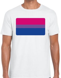 Bellatio Decorations Bi vlag gay pride t-shirt wit voor heren 2XL