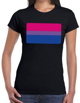 Bellatio Decorations Bi vlag gay pride t-shirt zwart voor dames 2XL