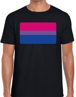 Bellatio Decorations Bi vlag gay pride t-shirt zwart voor heren 2XL