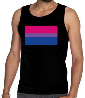 Bellatio Decorations Bi vlag gay pride tanktop/mouwloos shirt zwart voor heren 2XL