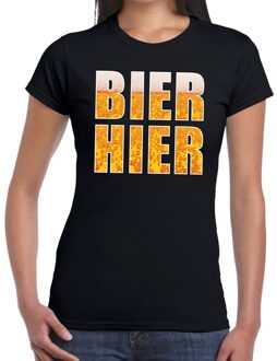 Bellatio Decorations Bier hier tekst t-shirt zwart dames