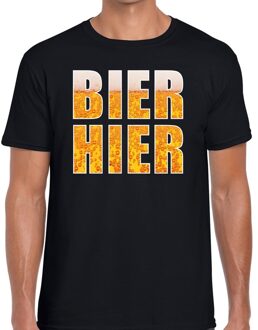 Bellatio Decorations Bier hier tekst t-shirt zwart heren 2XL