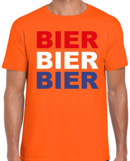 Bellatio Decorations Bier t-shirt oranje voor heren - Koningsdag / EK/WK shirts 2XL - Feestshirts