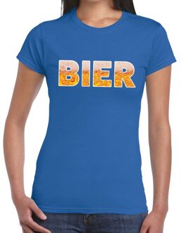 Bellatio Decorations Bier tekst t-shirt blauw dames 2XL