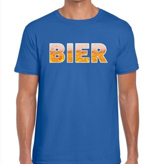 Bellatio Decorations Bier tekst t-shirt blauw heren -  feest shirt Bier voor heren 2XL