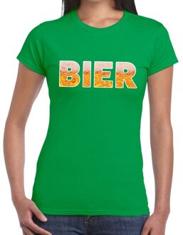 Bellatio Decorations Bier tekst t-shirt groen dames XS