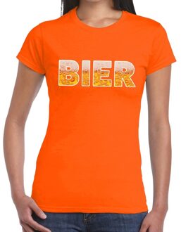 Bellatio Decorations Bier tekst t-shirt oranje dames -  feest shirt Bier voor dames L