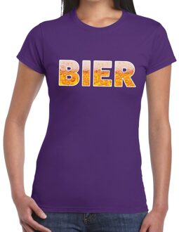 Bellatio Decorations Bier tekst t-shirt paars dames XS