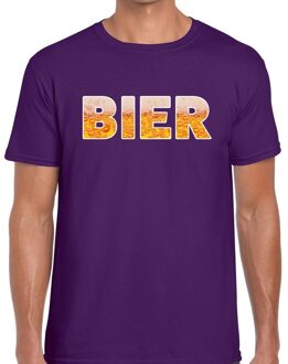 Bellatio Decorations Bier tekst t-shirt paars heren 2XL