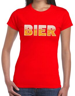 Bellatio Decorations Bier tekst t-shirt rood dames 2XL