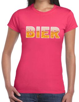 Bellatio Decorations Bier tekst t-shirt roze dames 2XL