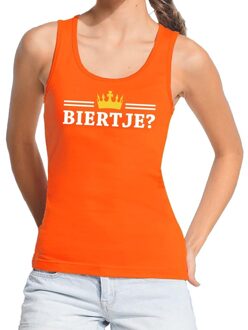 Bellatio Decorations Biertje met kroontje mouwloos shirt / tanktop oranje dames L - Feestshirts