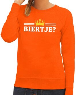 Bellatio Decorations Biertje met kroontje sweater oranje dames 2XL - Feesttruien