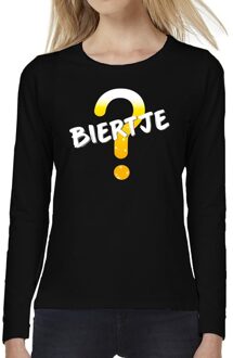 Bellatio Decorations Biertje tekst t-shirt long sleeve zwart voor dames 2XL