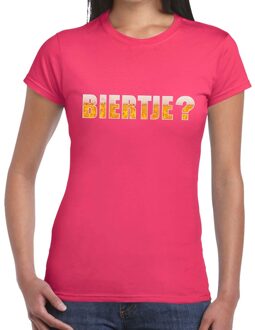 Bellatio Decorations Biertje tekst t-shirt roze dames XL