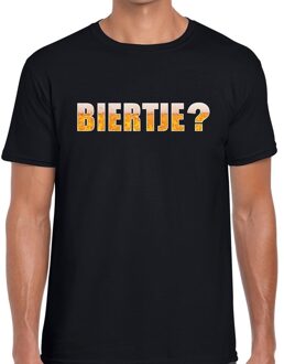 Bellatio Decorations BIERTJE tekst t-shirt zwart heren