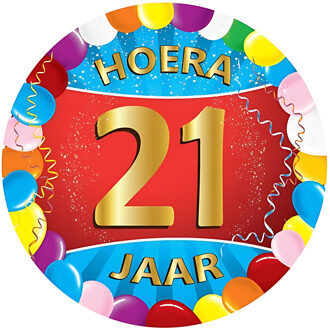 Bellatio Decorations Bierviltjes 21 jaar - 25x stuks - multicolor - verjaardag/feest - feestartikelen