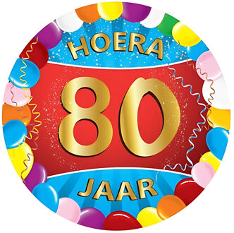 Bellatio Decorations Bierviltjes 80 jaar - 25x stuks - multicolor - verjaardag/feest - feestartikelen