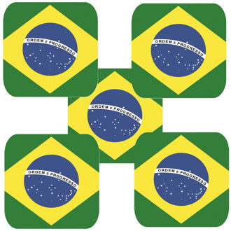 Bellatio Decorations Bierviltjes Brazilie - 45x stuks - vierkant - landenthema - 9 x 9 cm - onderzetter
