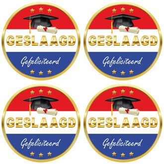 Bellatio Decorations Bierviltjes geslaagd - 100x stuks - rood/wit/blauw - geslaagd gefeliciteerd