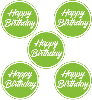 Bellatio Decorations Bierviltjes/onderzetters Happy Birthday - 30x stuks - groen - D10 cm - Verjaardag versiering
