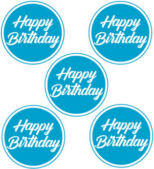 Bellatio Decorations Bierviltjes / onderzetters Happy Birthday - 40x stuks - blauw - D10 cm - Verjaardag tafel versiering