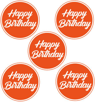 Bellatio Decorations Bierviltjes/onderzetters Happy Birthday - 40x stuks - oranje - D10 cm - Verjaardag versiering