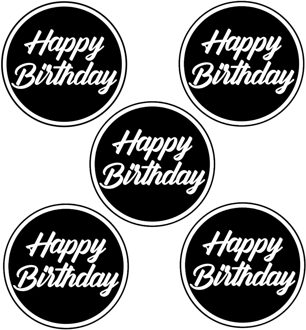 Bellatio Decorations Bierviltjes/onderzetters Happy Birthday - 40x stuks - zwart - D10 cm - Verjaardag versiering
