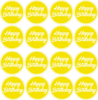 Bellatio Decorations Bierviltjes / onderzetters Happy Birthday - 50x stuks - geel - D10 cm - Verjaardag versiering