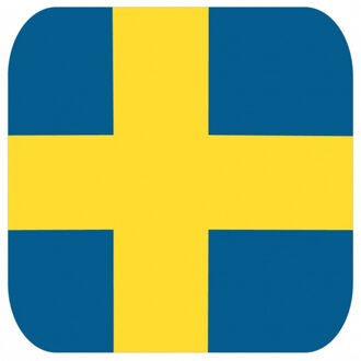 Bellatio Decorations Bierviltjes Zweden - 15x stuks - vierkant - landenthema - 9 x 9 cm - onderzetter Multi