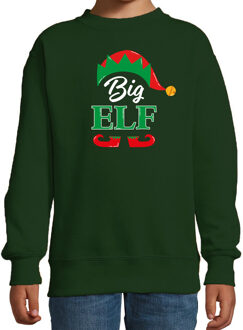 Bellatio Decorations Big elf Kerstsweater / Kersttrui groen voor kinderen