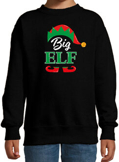 Bellatio Decorations Big elf Kerstsweater / Kersttrui zwart voor kinderen