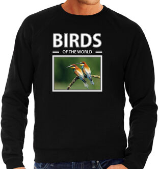 Bellatio Decorations Bijeneter vogels sweater / trui met dieren foto birds of the world zwart voor heren