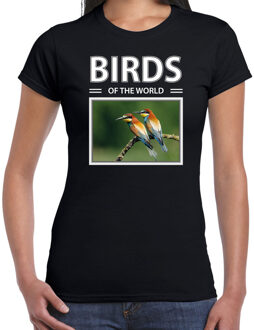 Bellatio Decorations Bijeneter vogels t-shirt met dieren foto birds of the world zwart voor dames