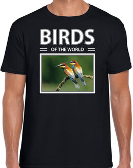 Bellatio Decorations Bijeneter vogels t-shirt met dieren foto birds of the world zwart voor heren