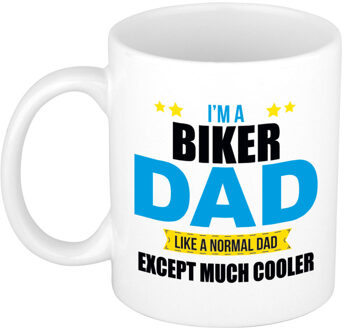 Bellatio Decorations Biker dad mok / beker wit 300 ml - Cadeau mokken - Papa/ Vaderdag - feest mokken