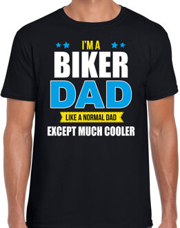 Bellatio Decorations Biker dad normal except cooler cadeau t-shirt zwart voor heren - Vaderdagscadeaus L