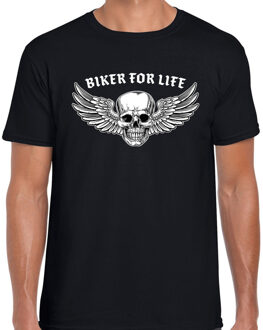 Bellatio Decorations Biker for life fashion t-shirt motorrijder zwart voor heren 2XL