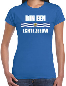 Bellatio Decorations Bin een echte Zeeuw met vlag Zeeland t-shirt blauw dames - Zeeuws dialect cadeau shirt 2XL