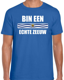 Bellatio Decorations Bin een echte zeeuw met vlag Zeeland t-shirt blauw heren - Zeeuws dialect cadeau shirt 2XL