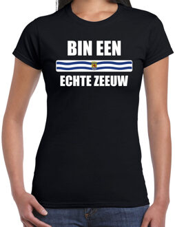 Bellatio Decorations Bin een echte Zeeuw met vlag Zeeland t-shirt zwart dames - Zeeuws dialect cadeau shirt 2XL