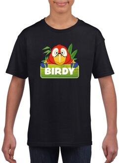 Bellatio Decorations Birdy de papegaai t-shirt zwart voor kinderen - unisex - papegaaien shirt L (146-152)