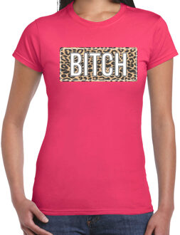 Bellatio Decorations Bitch fun tekst - t-shirt - roze - voor dames - foute party kleding XL
