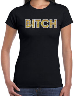 Bellatio Decorations BITCH fun tekst t-shirt zwart voor dames 2XL